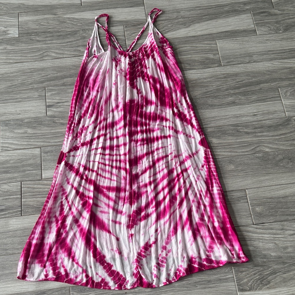 Raviya Pink and White Tie-Dye Maxi Swim Coverup